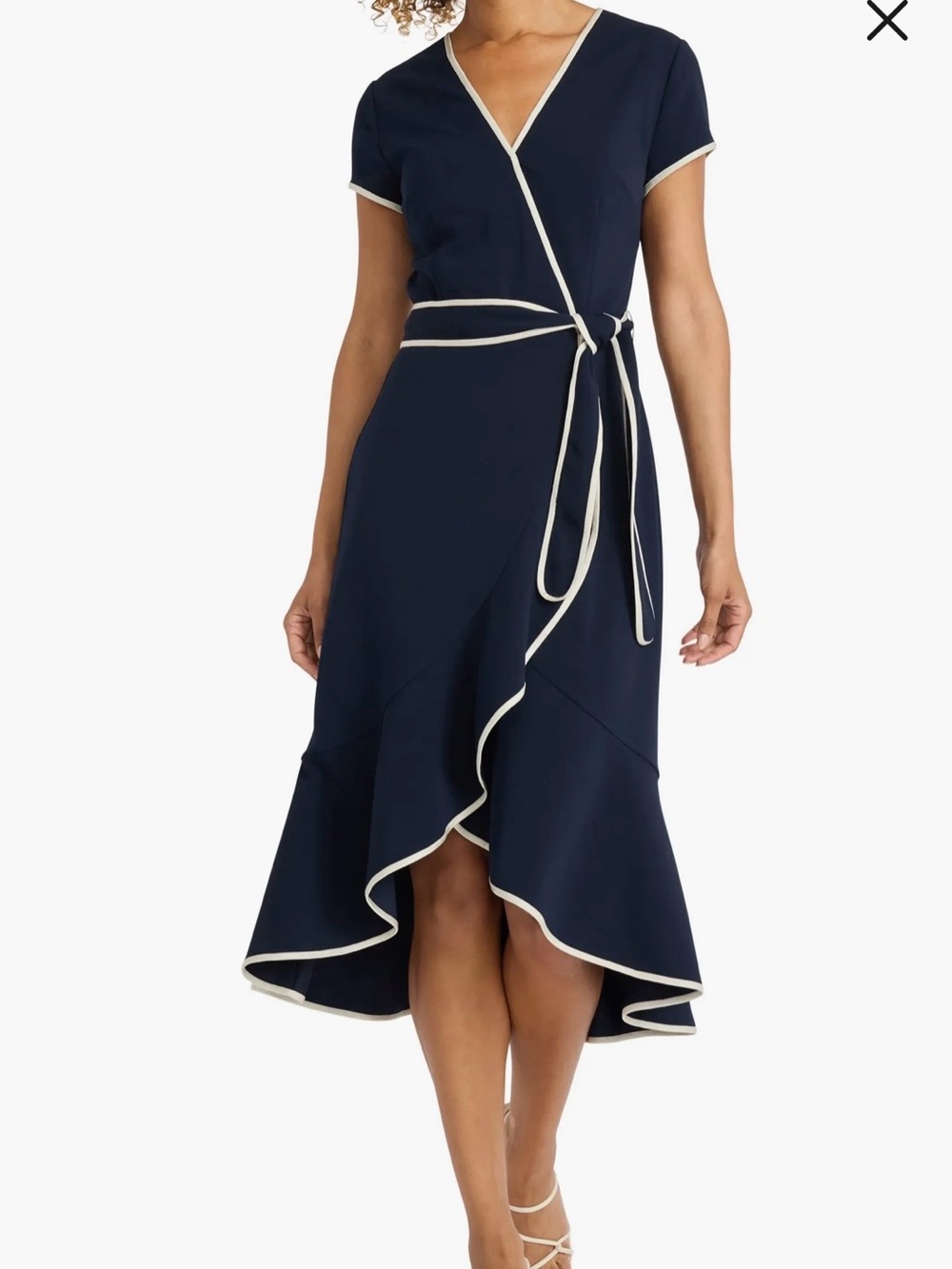 Maggy London faux wrap dress navy